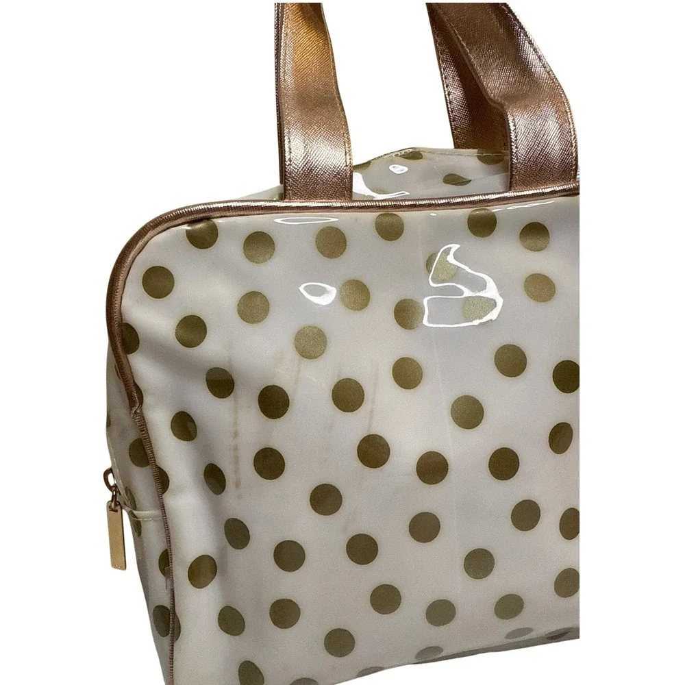 Clear Gold Polka‎ Dot Cosmetic Bag Tote Organizer Pouch Makeup Travel Toiletry